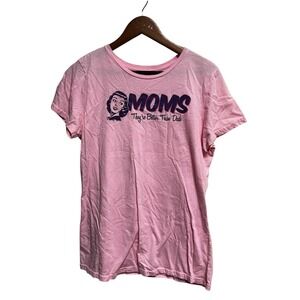 021-015 Moms Better Than Dads Large Womens T-Shirt Short Sleeves‎ Pink